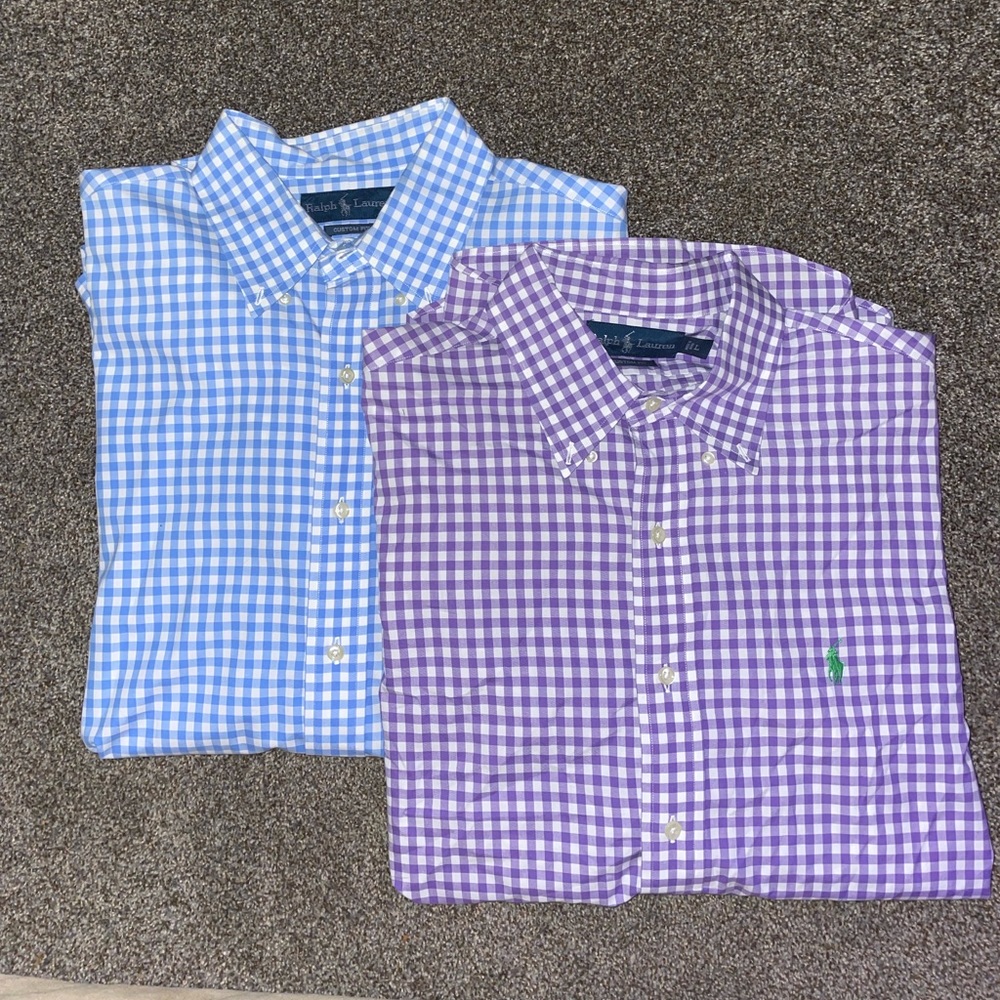 2 Ralph Lauren Cotton Button Down Mens Shirts